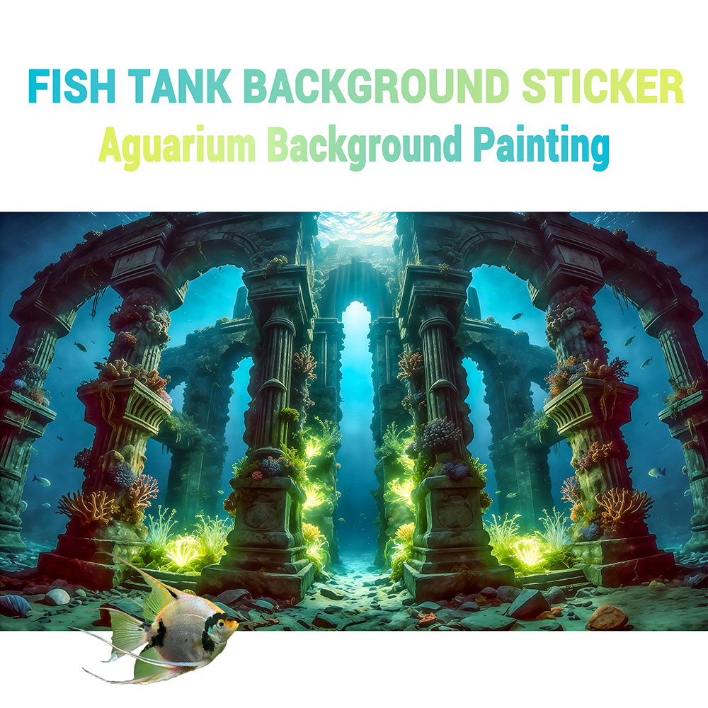 Marine Aquarium Glue - Deep-sea Relics，Fish Tank Background Painting，Aquarium Stickers，Self-adhesive
